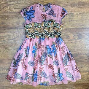 Pinko floral dress with lace overlay